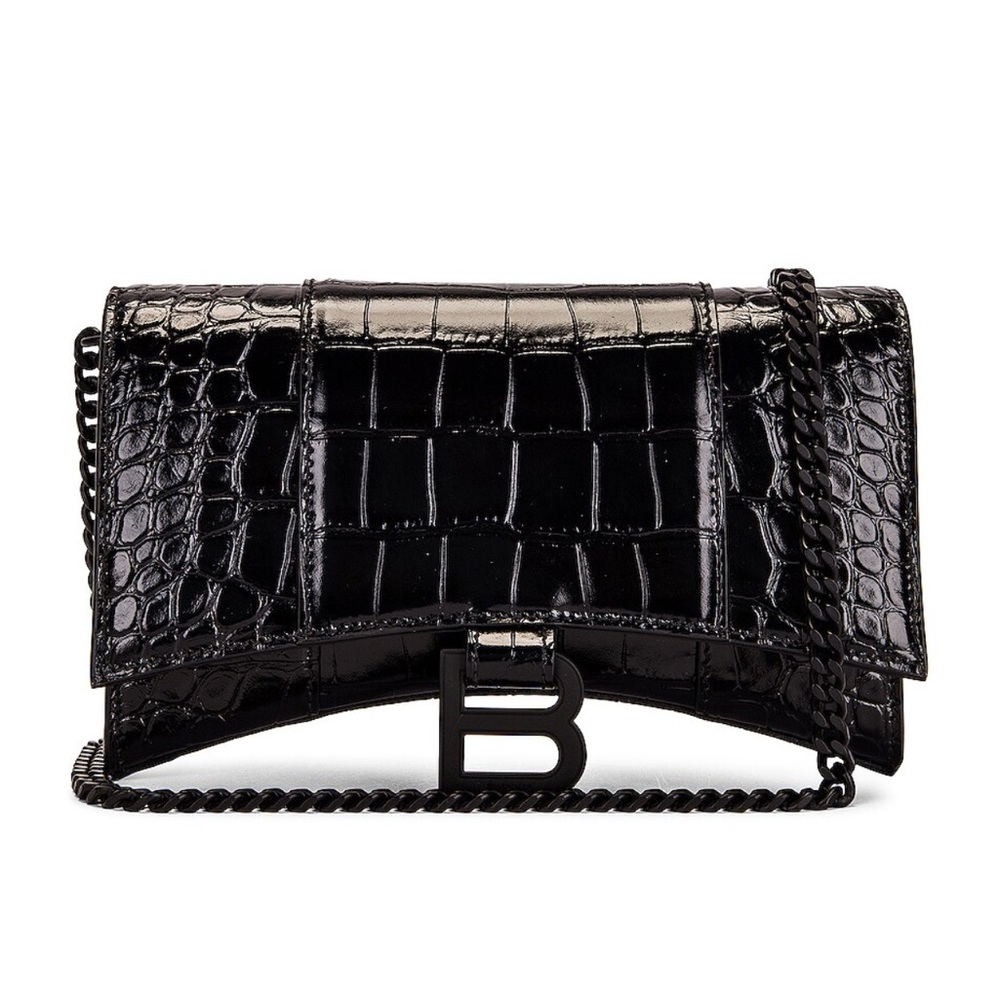 Balenciaga Black Croc-Embossed Crossbody Bag - Picture 6 of 7